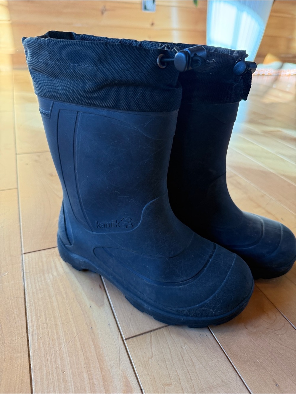 Kamik Kids Black Waterproof Snow Boots with Drawstring Cuff